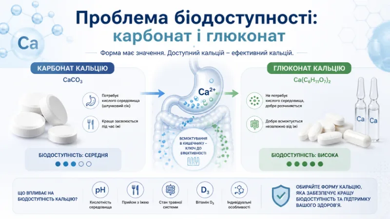 Проблема біодоступності: карбонат і глюконат